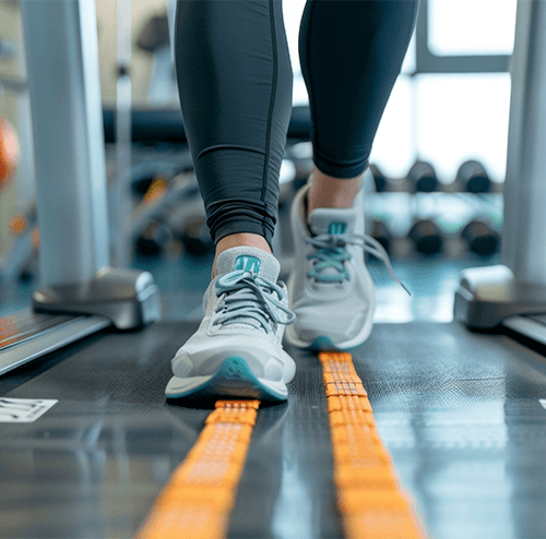 Patient using a treadmill at Foot & Ankle Center of Arizona, promoting healthy foot and ankle care through exercise.
